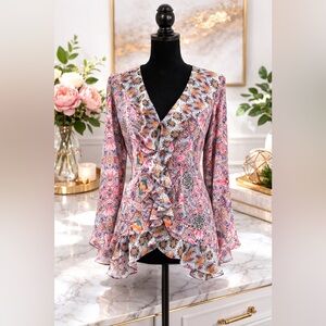 BOSTON PROPER  Ruffled Long Sleeve Blouse